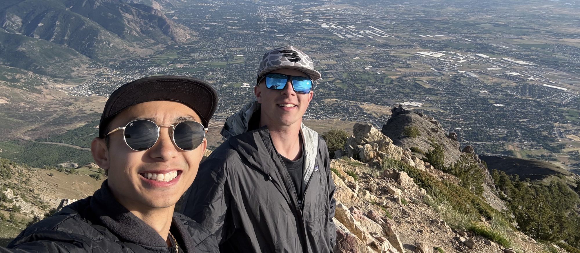 Adam Baccam and Hays Tibbetts at the summit of Ben Lomond, overlooking the Ogden valley in northern Utah.
